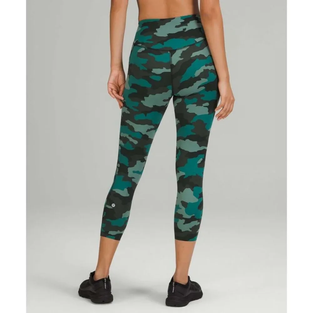 Lululemon Base Pace High-Rise Tidewater Teal Camo Crop Athletic Leggings Sz 2 - Picture 3 of 7